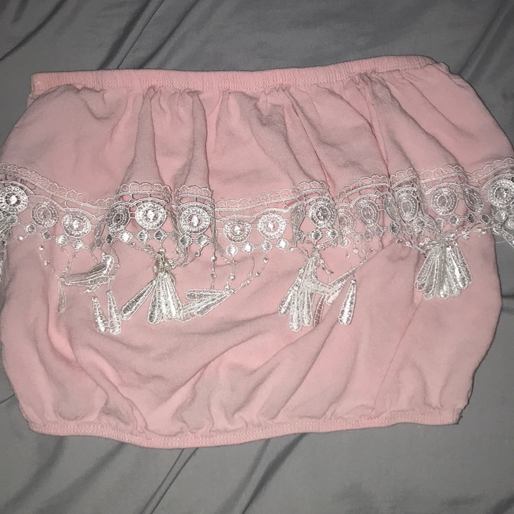 Pink strapless tub top